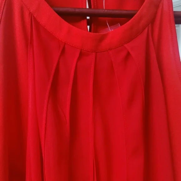 VENUS Vibrant Red Sleeveless Blouse W/ Fringe - Picture 4 of 7